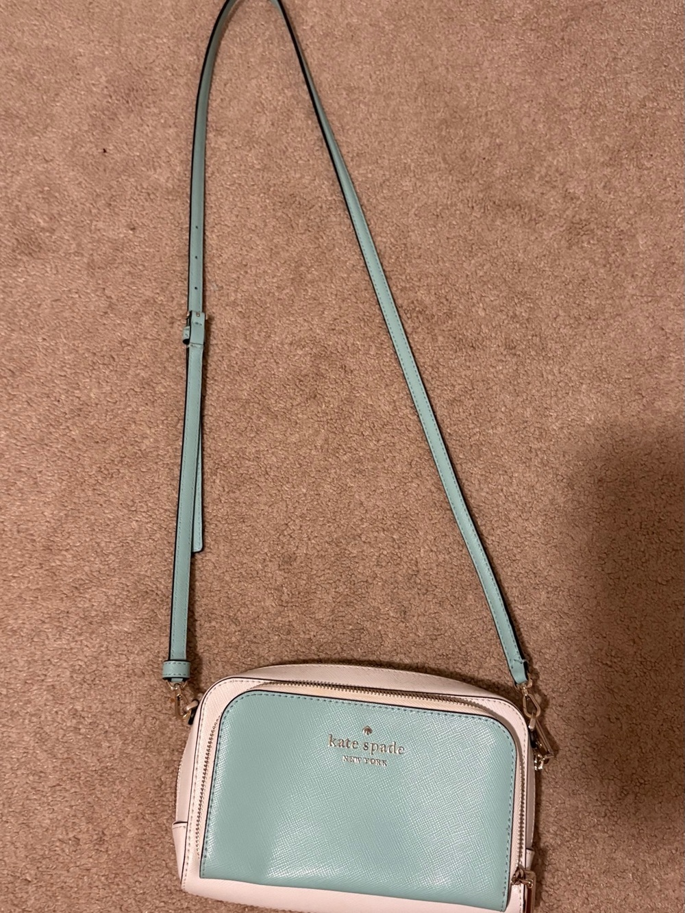 kate spade Mint and Blush Crossbody Saffiano Leather Shoulder Bag